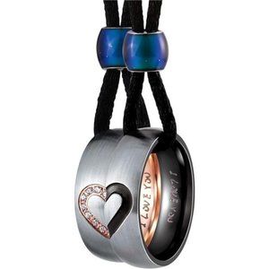 Matching Necklace, Stainless Steel Necklaces 2Pcs Couple Ring Heart Pendant